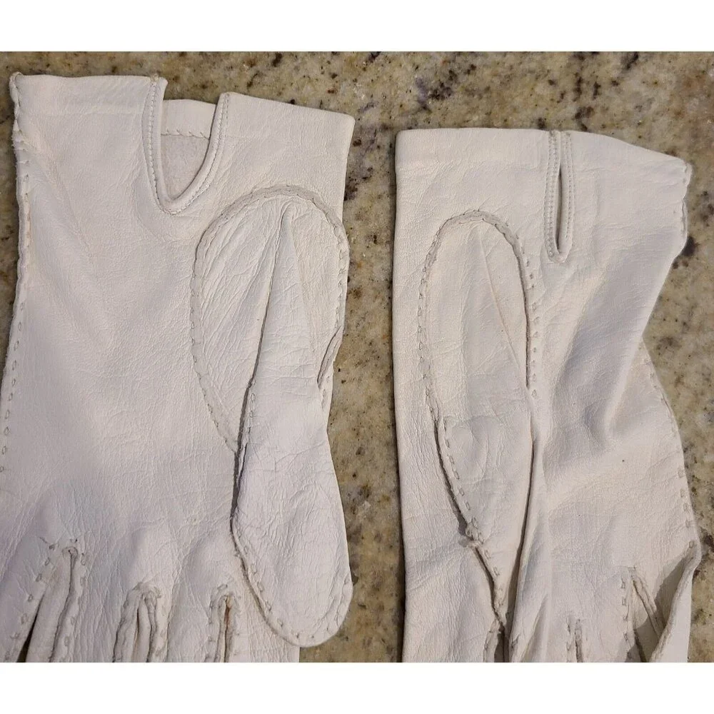 Vtg Size XS-S Off White Soft Leather Formal 7.5